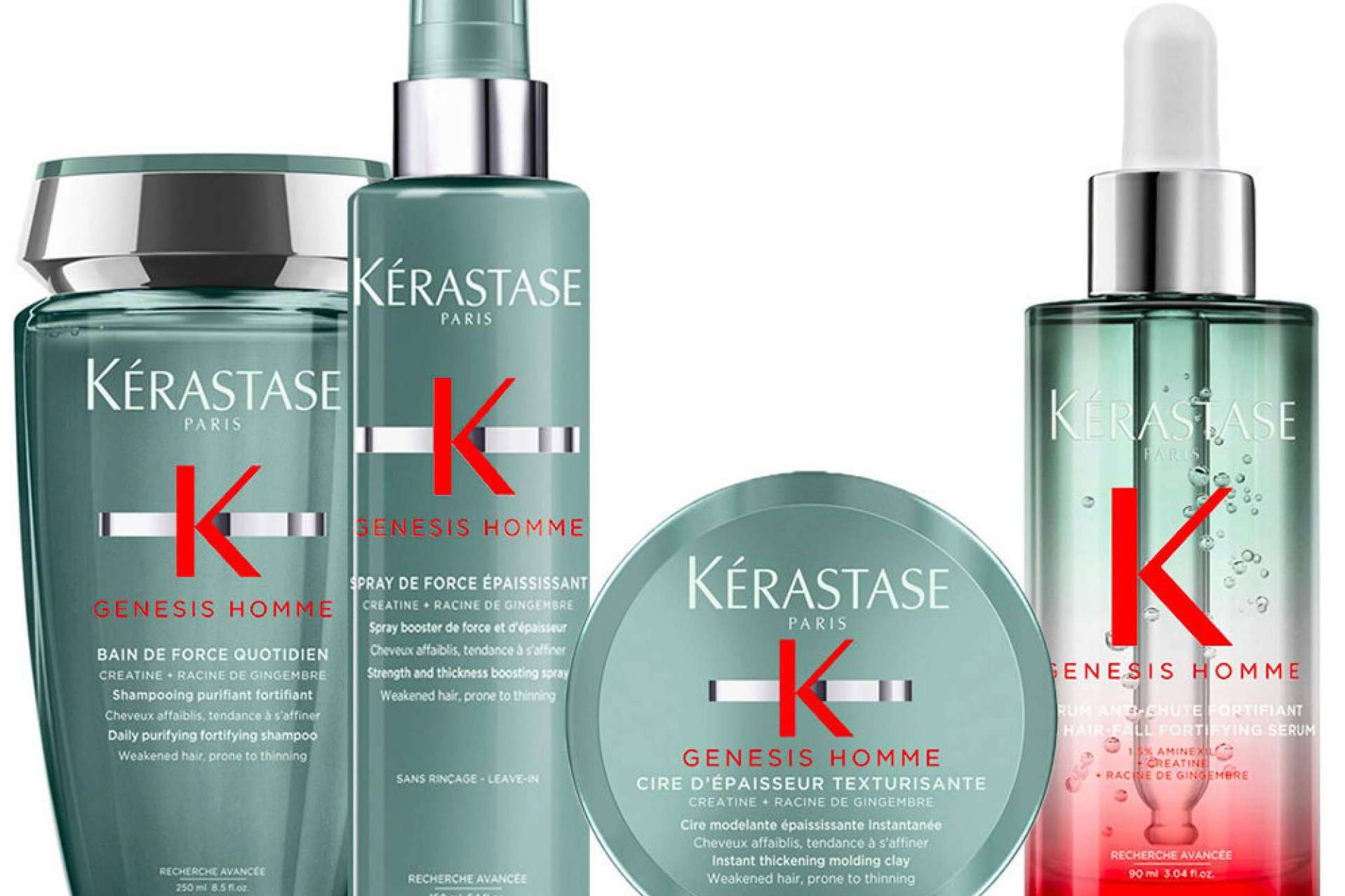 La línea anticaída específica Genesis Homme de Kérastase, disponible en Llarcó