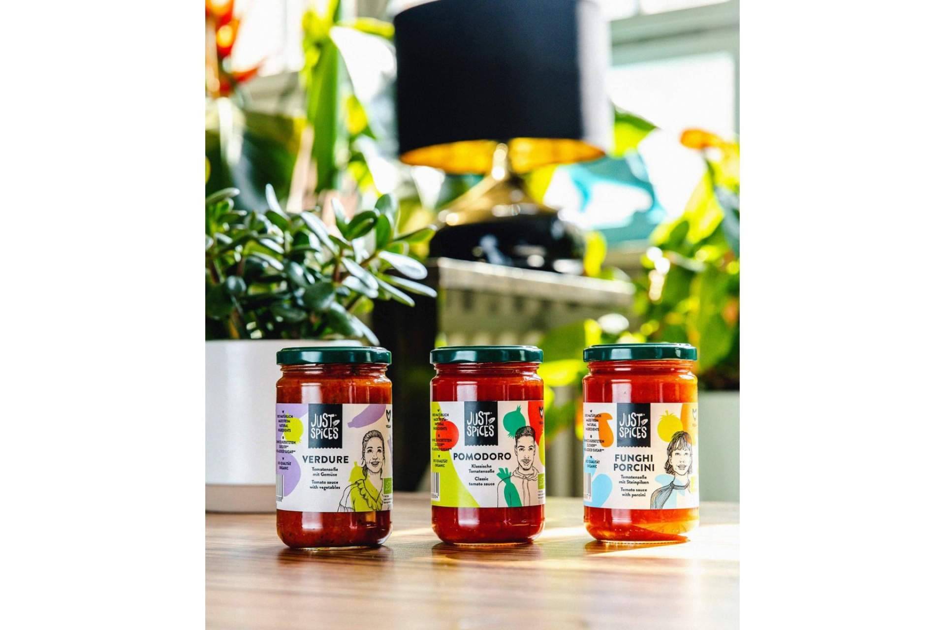 La nueva categoría de productos de Just Spices, tres salsas orgánicas para pasta