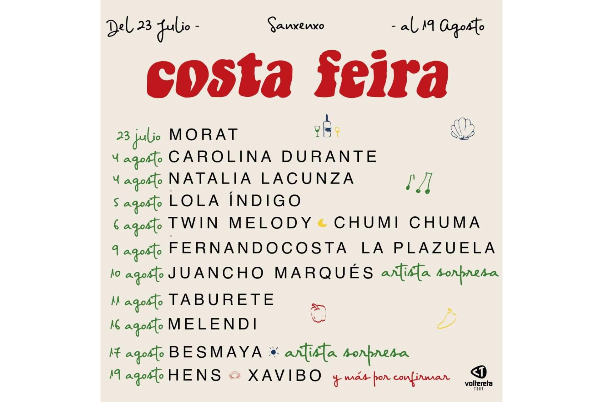 El ciclo de conciertos Costa Feira anuncia su line up