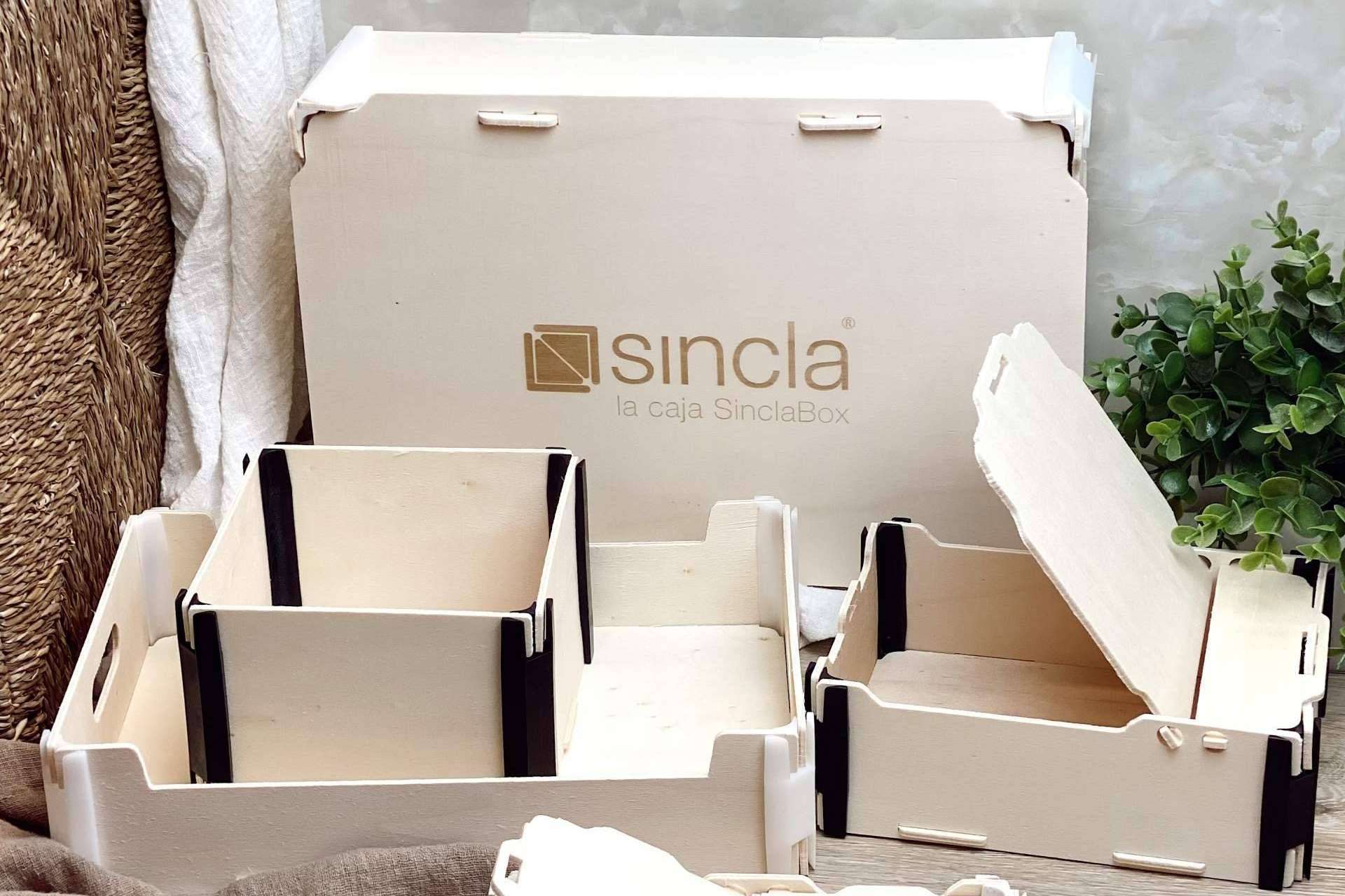 Sincla ofrece cajas de madera automontables personalizadas para e-commerce y eventos