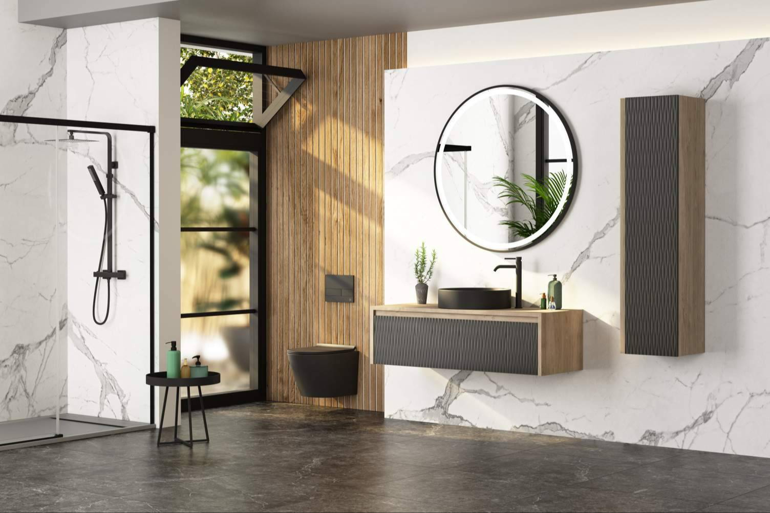 Reformas con criterio, muebles de baño con lavabo y espejo para optimizar espacio, diseño y almacenamiento